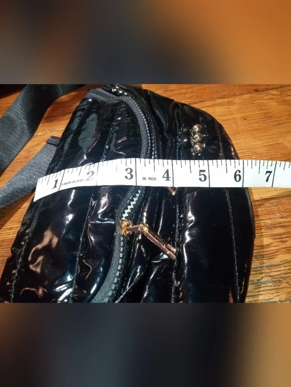 PS Black Patent Quilted Women's Waist /Crossbody Bag with Gold Hardware